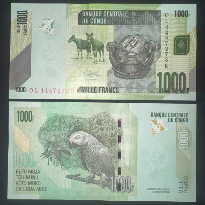 CONGO 1000 FRANCS ( LOT of 5 NOTES ) UNC